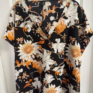 Shein Plus Size (16) Black Floral Top